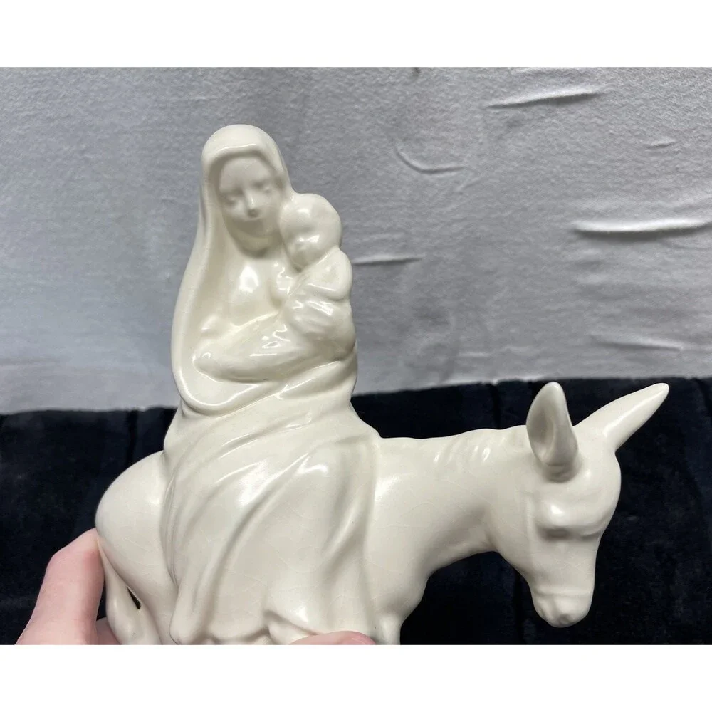 Vintage Set Holland Mold Ceramic Holy Family Figurines Mary Joseph Baby Jesus